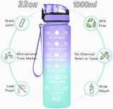 Enerbone Water Bottle, Leakproof BPA & Toxic Free, Motivational Water Bottle with Times to Drink and Straw, Fitness Sports Water Bottle with Strap for Office, Gym, Outdoor Sports