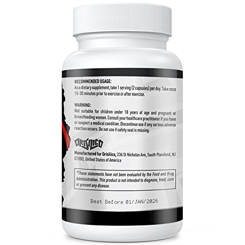 Orisilico 1400mg Beta Ecdysterone and Turkesterone Supplements, Maximized 98% Beta Ecdysterone & 20% Turkesterone Extract for Muscle Mass,Strength, Protein Synthesis, 60 Capsules