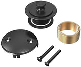 Matte Black Tub Drain and Overflow Kit, Replacement Bath Tub Drain Trim Set,Lift & Turn Bathtub Drain Kit with 2-Hole Overflow Faceplate Conversion Kit Assembly Fine/Coarse Thread