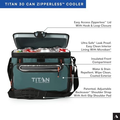 Arctic Zone Titan Deep Freeze Cooler - Zipperless Hardbody Cooler - Small & Large Capacity- Beach & Camping Cooler - Deep Freeze Insulation, HardBody Liner, and SmartShelf