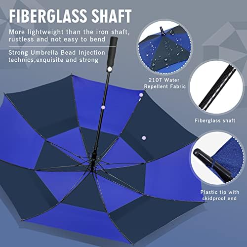 ZOMAKE Automatic Open Extra Large Golf Umbrella 51/54/62/68 Inch, Double Canopy Vented Windproof Oversize Stick Umbrellas for Rain