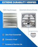 KEN BROWN 24 Inch Shutter Exhaust Fan with Speed Controller, 4200CFM High Speed, Wall Mounted Vent Fan for Garage, Attic, Greenhouse, Shed, Shop, Includes 1.65M Power Cord