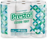 Amazon Brand - Presto! Flex-a-Size Paper Towels, 158 Sheet Huge Roll, 12 Rolls (2 Packs of 6), Equivalent to 38 Regular Rolls, White