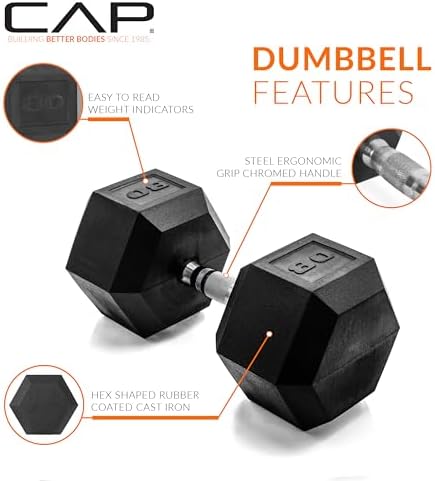 CAP Barbell Coated Hex Dumbbell Weight | Multiple Options