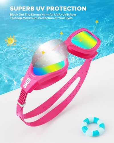 OMID Kids Swim Goggles, P2mini Polarized Swimming Goggles Comfortable for Age 6-14