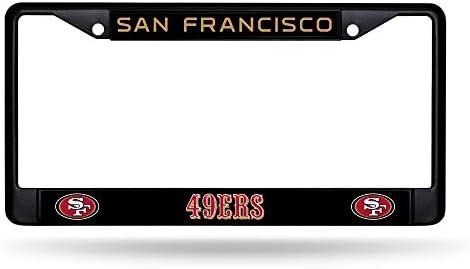 Rico Industries NFL Football Primary Black Chrome Frame with Plastic Inserts 12" x 6" Car/Truck Auto Accessory