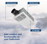 Broan-NuTone BHFLED80 PowerHeat Bathroom Exhaust Fan, Heater, and LED Light Combination, 80 CFM