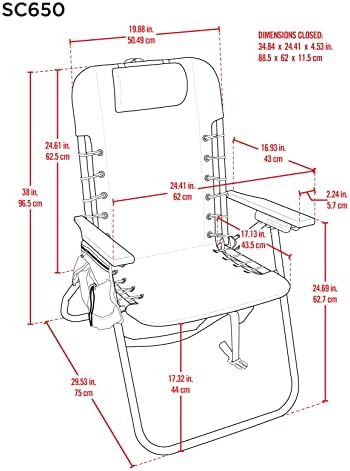 Rio Brands 4-Position Hi-Boy Backpack Beach Chair, Folding Chair for Outdoors, Stripe