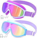 Vvinca Kids Goggles with Comfort Fabric Strap, Kids Swim Goggles Wide View Anti-Fog/UV No Leaking Swimming Goggles for 3-14