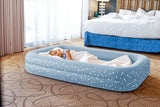 Intex 66810FL Inflatable Kidz Travel Bed Set, Includes Hand Pump and Carry Bag, Removable Mattress, Quick Inflation, Indoor Use, 42in x 66in x 10in, Blue with Star Print Frame