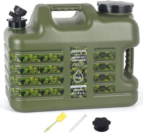 3 Gallon/5 Gallon Water Jug with Spigot, Portable Water Tank BPA Free, Leak-Proof Water Containers for Camping Water Storage Containers for Emergency Outdoor Hiking Picnic, Green/Yellow/White