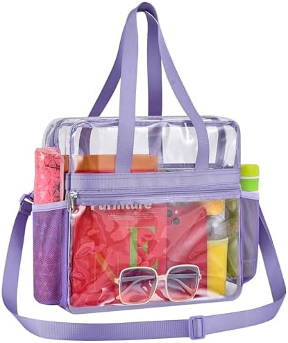 Paxiland Clear Bag for Stadium Events 12x6x12, Clear Tote Bag with Reinforced Strap, Transparent Bag for Sports Concert