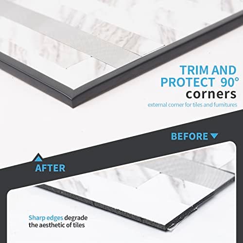 Art3d 20ft Outside Vinyl Corner Trim Peel and Stick for Tile and Wall Edges, Furniture Decoration Black