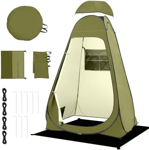 BRIAN & DANY Pop Up Shower Tent, Portable Privacy Camping Changing Tent, Camp Toilet Bathroom Pod with Rain Shelter & Windows, UPF 50+ & Waterproof, 47.2" x 47.2" x 74.8"