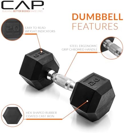 CAP Barbell Coated Dumbbell Weight | Multiple Options Pairs & Sets