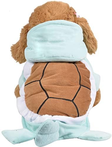 Dog Cat Halloween Costumes - Pet Turtle Cosplay Clothes, Adorable Flannel Tortoise Puppy Pajama Outfit, Soft Velvet Christmas Doggie Hoodies, Funny Fleece Sweater for Small Medium Large Dogs, Medium