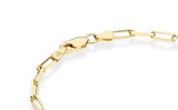 Miabella 18K Gold Plated 925 Sterling Silver Italian 3mm Paperclip Link Chain Bracelet for Women Men, Made in Italy (Length 7 Inches)