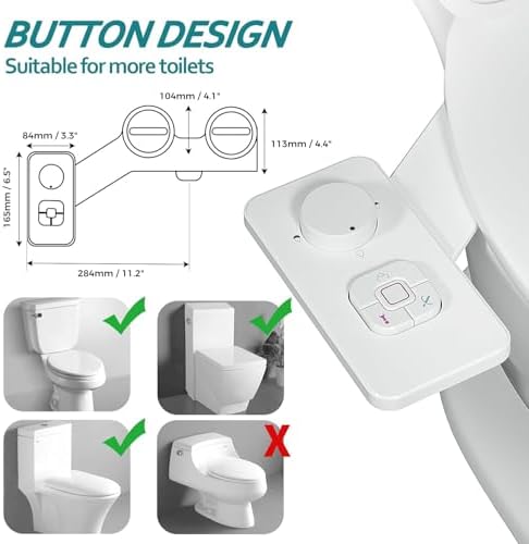 SAMODRA Bidet Attachment, Non-Electric Cold Water Bidet Toilet Seat Attachment with Pressure Controls, Retractable Self-Cleaning Dual Nozzles for Frontal & Rear Wash - White