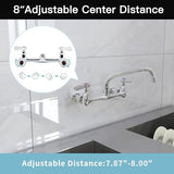 Kitchen Faucet Wall Mount Commercial Sink Faucet Kitchen Utility Laundry 8“ Swivel Spout 2 Dual Handle Restaurant Chrome Mixer Tap