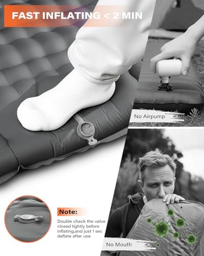 A2C Camping Sleeping Pad, Ultralight Inflatable Sleeping Pads with Built-in Foot Pump & Pillow, Compact Camping Mattress for Backpacking, Hiking, and Traveling