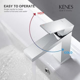 KENES Chrome Bathroom Faucet Single Handle Bathroom Sink Faucet Lavatory Vanity Faucet with Pop Up Drain & Water Supply Lines LJ-9031-5