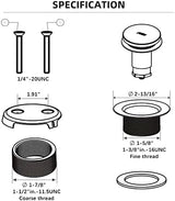 Matte Black Bath Tub Drain and Overflow Kit, Universal All Metal Tip-Toe Bathtub Drain Replacement Kit with Fine/Coarse Thread