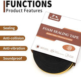 Yotache Weather Stripping 2 Rolls 1" W X 1/8" T (New Adhesive Craft), Neoprene Foam Weatherstrip Tape for Automotive, 33 Ft Length (2 X 16.5 Ft Each)