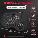 Bike Cover for 2 Bikes - Outdoor Bike Covers for Stationary 2 Bikes Heavy Duty & Waterproof, 600D Bicycle Covers for 2 eBike, Mountain Bike, Road Bike, Hybrid Bike, Beach Cruiser Bike Storage