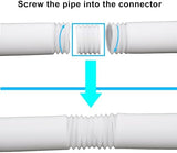 Extra Flexible Pipe for Prestantious 3” Downspout Extender Pipe, 2.6 inches ID, Pipe Stretched Length 6.6ft, White