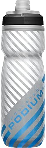 CamelBak Podium Chill Insulated Bike Water Bottle - Easy Squeeze Bottle - Fits Most Bike Cages - 21oz, Grey Blue Stripe