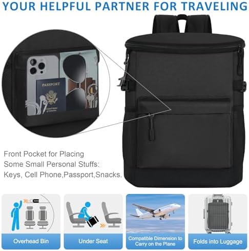 Cooler Backpack 33 Cans Backpack Coolers Insulated Leak Proof Soft Beach Cooler Bag for Men Women Ice Chest Backpack Camping Hiking Picnic Travel Cooler Lunch Backpack