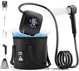 8000mAh Portable Camping Shower, Upgrade Rechargeable Electric Shower Pump with 5 Gallon Bucket, Intelligent LED Display,Portable Shower for Outdoor