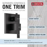 Delta Faucet Modern Raincan 2-Setting Shower Square System Including Rain Shower Head and Handheld Spray Black, Rainfall Shower System Brushed Black, Shower Valve Trim Kit, Matte Black 342701-BL
