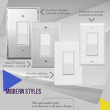 ENERLITES Decorator On/Off Paddle Switch with Wall Plates, Single Pole, 3 Wire, Grounding Screw, Residential Grade, 15A 120V/277V, UL Listed, 91150-WWP-10PCS, White (10 Pack)
