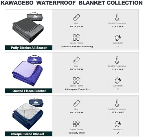 Fleece Waterproof Outdoor Blanket, Windproof Stadium Blanket for Camping, Picnics, and Sports Stay Dry and Comfortable 80"x58"
