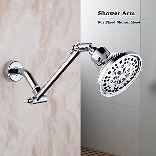 Chrome Shower Head Extension, 10 Inch Solid Brass Shower Extension Arm with Durable Anti-leak Lock Joints, Adjustable Shower Head Extension Arm