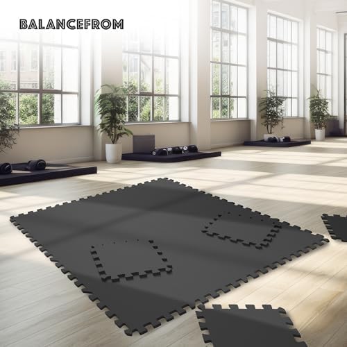 BalanceFrom Puzzle Exercise Mat with EVA Foam Interlocking Tiles for MMA, Exercise, Gymnastics and Home Gym Protective Flooring, Multiple Sizes and Colors