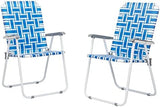 Set of 2 Patio Folding Lawn Chair, Outdoor Beach Portable Webbed Folding Camping Chair for Yard, Garden (Blue 1)