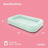 Intex Kids Travel Air Mattress Inflatable Bed with Raised Sides and Hand Pump - Portable Blow-Up Toddler Traveler Bed for Children's Naps or Sleep