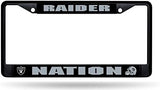 Rico Industries NFL Football Primary Black Chrome Frame with Plastic Inserts 12" x 6" Car/Truck Auto Accessory