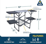 GCI OUTDOOR Slim-Fold Cook Station | Portable Folding Kitchen Table with a Heat Resistant Tabletop, 4 Side Tables & Storage Rack, Perfect for Picnics & Camping Trips