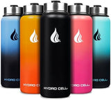 HYDRO CELL Stainless Steel Insulated Water Bottle with Straw - For Cold & Hot Drinks - Metal Vacuum Flask with Screw Cap and Modern Leakproof Sport Thermos for Adults (Black 40oz)