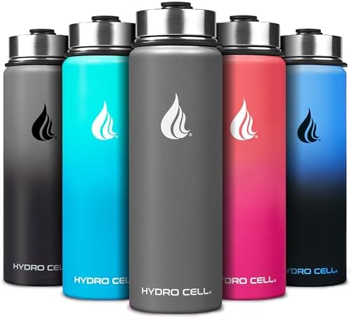 HYDRO CELL Stainless Steel Insulated Water Bottle with Straw - For Cold & Hot Drinks - Metal Vacuum Flask with Screw Cap and Modern Leakproof Sport Thermos for Adults (Graphite 24oz)