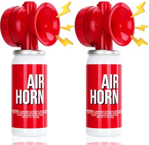 Air Horn 1.4oz 2pcs, Loud Mini Safety Boat Air Horn Can, Sports Event Starting Horn, Mini Small Compressed Blow Fog Bear Air, Celebrate Victory（2,Red）