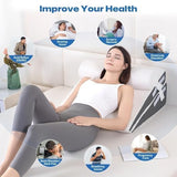 GOHOME Cooling Wedge Pillow Set for After Surgery, 3-Piece Adjustable Memory Foam Bed Wedge Pillow for Sleeping - Acid Reflux, Snoring, Neck Pain and Back Pain, White and Grey