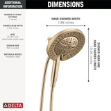 Delta Faucet 6-Setting In2ition 2-in-1 Dual Shower Head with ProClean Spray, Gold Round Shower Head with Hose, Hand Held, Champagne Bronze 75655CZ