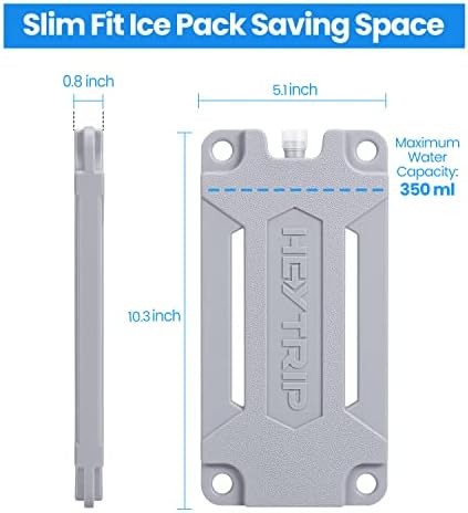 Heytrip Ice Packs for Cooler (4-Pack) with Links - Large - 10 x 5 Inch - Reusable Long Lasting (21F) - Freezer Packs for Cooler Bag, Lunch Bags, Cooler Backpacks