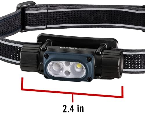Coast WPH30R 1000 Lumen Waterproof Ultra Bright IP68 USB Rechargeable-Dual Power Headlamp, 5 Modes with Spot and Flood Beams, Blue/Black