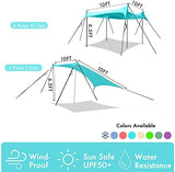 Beach Shade Windproof Design, Sun Shelter UPF50+ Portable Family Canopy Tent with 8 Sandbag Anchors 10x10 FT 4 Poles Pop Up Outdoor Shelter for Beach, Camping, Fishing, Backyard and Picnics