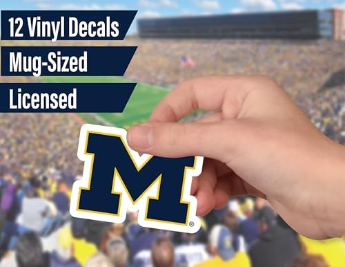 Michigan Wolverines Stickers (14 Piece) University of Michigan Gifts for Men Football Fans for Car Laptop Water Bottle + 2 Large UofM Car Decals, 10 Water Bottle Size, 2 Keyboard Size